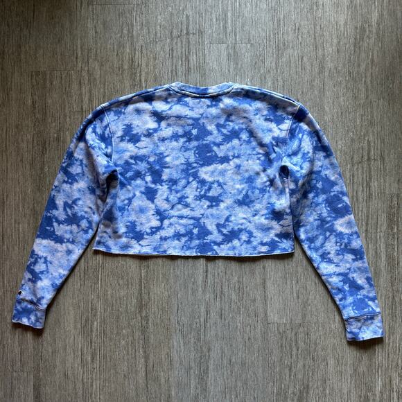 Champion Blue/White Drake Bulldogs Tie Dye Cropped Sweatshirt Size Medium - Picture 5 of 8